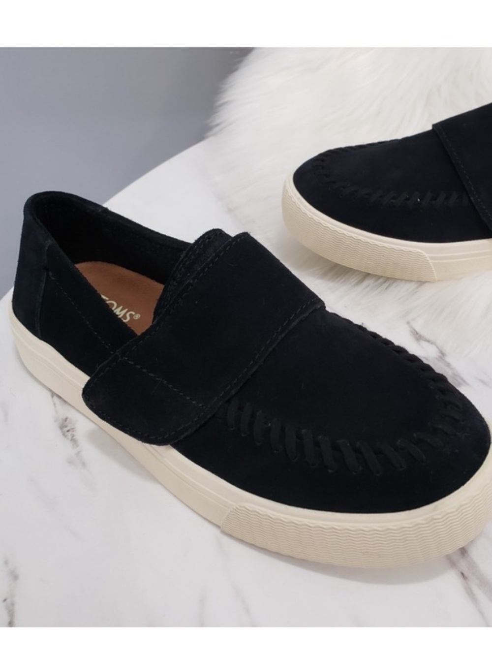 Tom’s Women’s Altair Platform Slip On Flats Black Felt Suede Size 5.5 NWT
